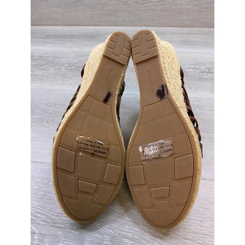 Naturalizer Brewster Brown Metallic Espadrille Wedge Sandals 7 Casual Shoes
